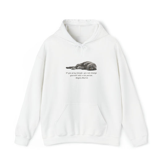 The Office Angela quote inspired Unisex Heavy Blend™ Hooded Sweatshirt"If you pray enough, you can change yourself into a cat person. -Angela Martin"